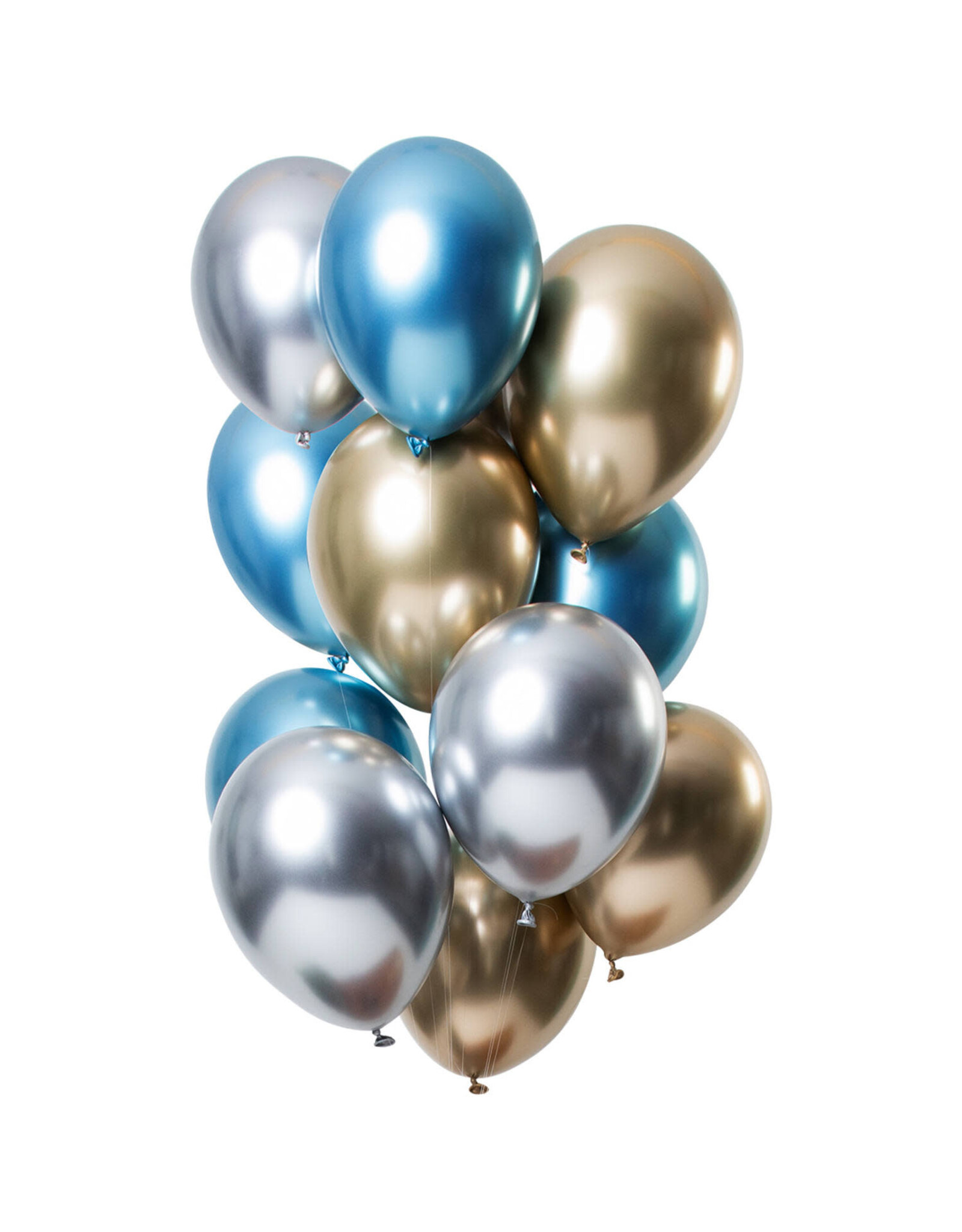 Latex ballonnenset let it shine blauw/zilver/goud 33 cm 12 stuks