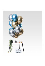 Latex ballonnenset let it shine blauw/zilver/goud 33 cm 12 stuks