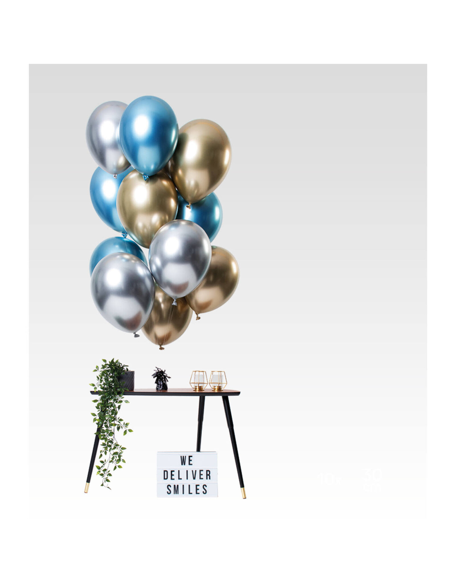 Latex ballonnenset let it shine blauw/zilver/goud 33 cm 12 stuks
