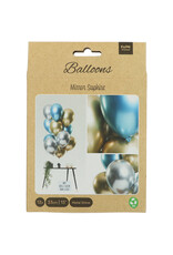 Latex ballonnenset let it shine blauw/zilver/goud 33 cm 12 stuks