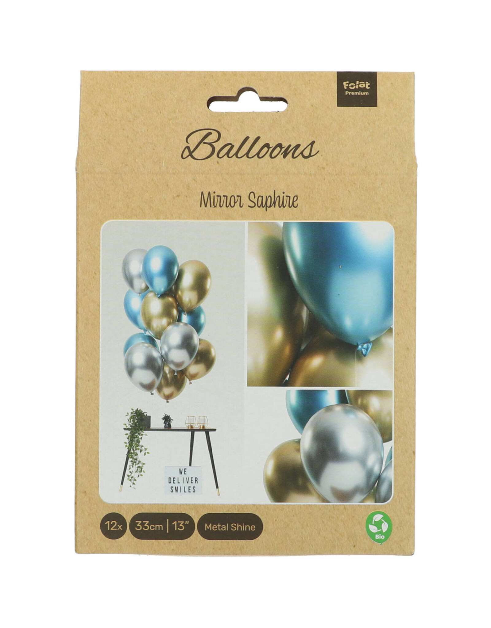 Latex ballonnenset let it shine blauw/zilver/goud 33 cm 12 stuks