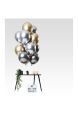 Latex ballonnenset let it shine mix zilver/goud/onyx 33 cm 12 stuks