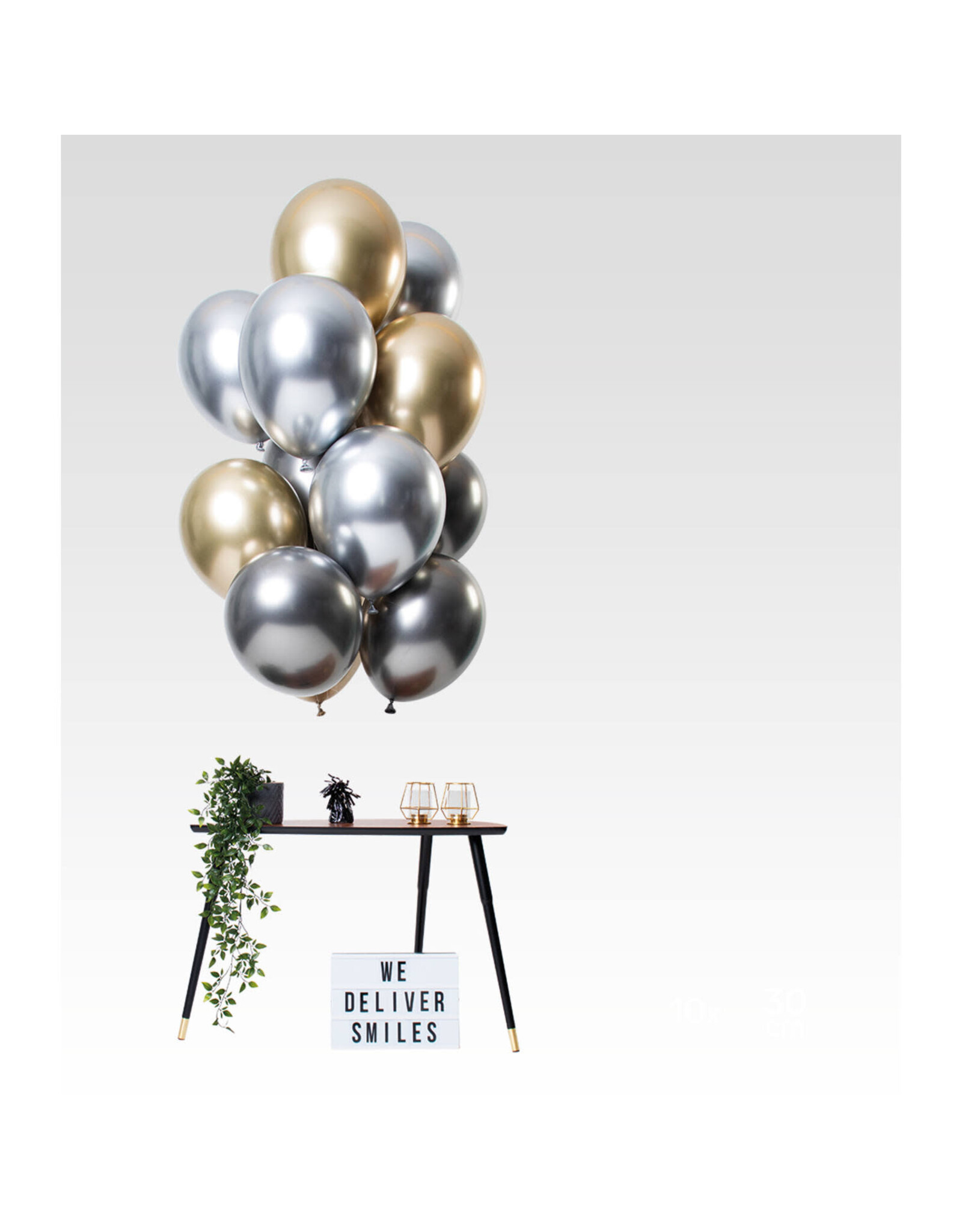 Latex ballonnenset let it shine mix zilver/goud/onyx 33 cm 12 stuks