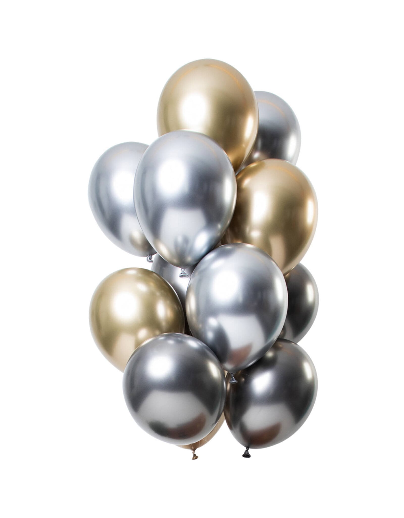 Latex ballonnenset let it shine mix zilver/goud/onyx 33 cm 12 stuks