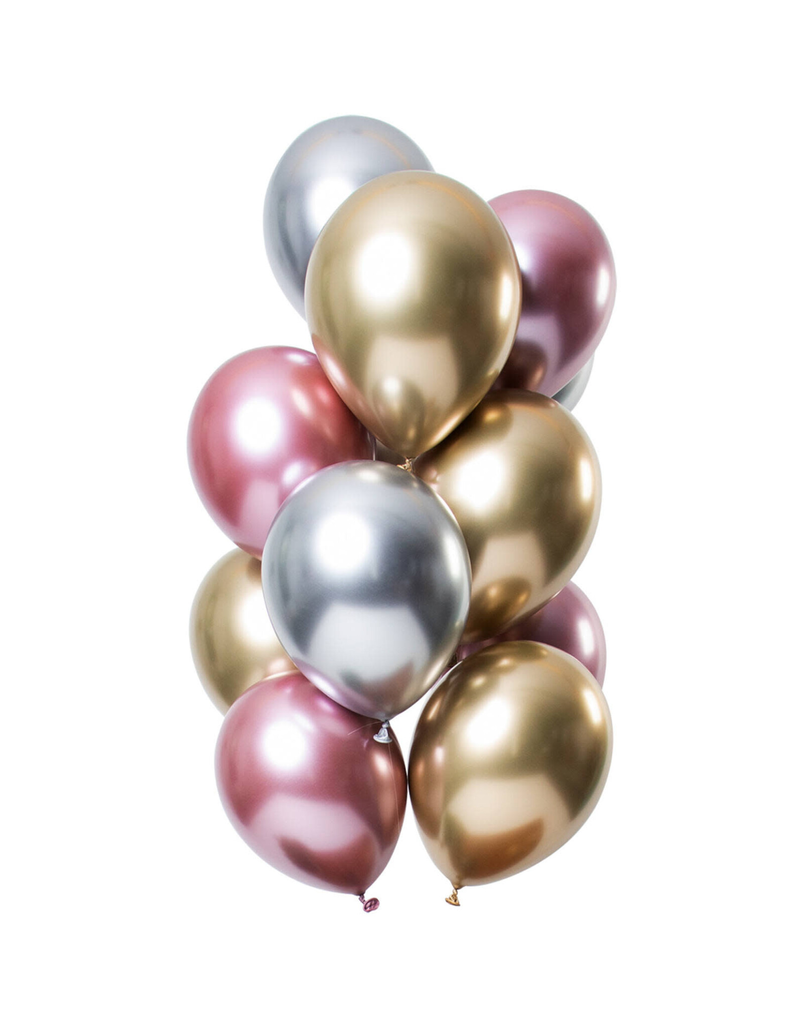 Latex ballonnenset let it shine mix zilver/goud/roze 33 cm 12 stuks
