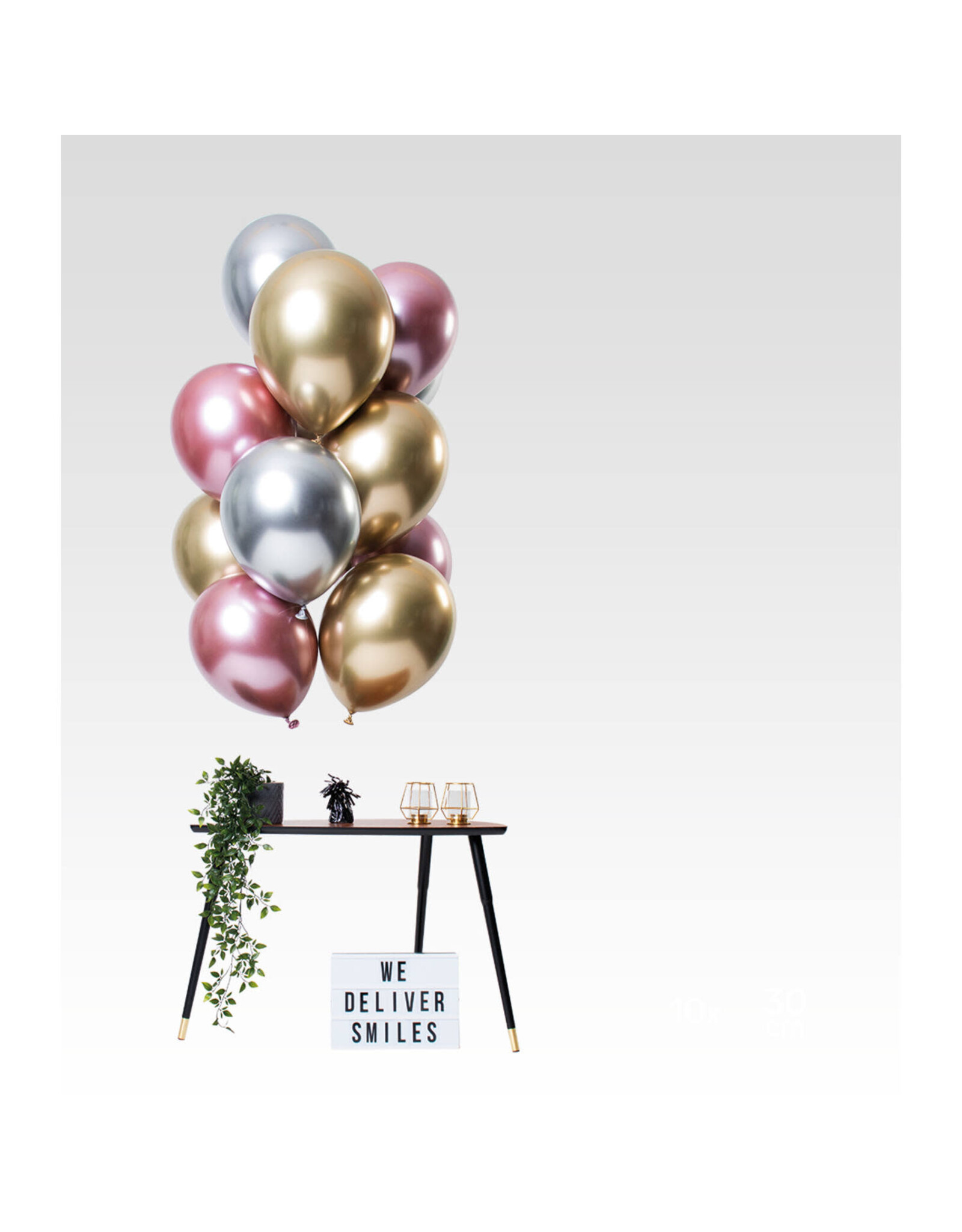 Latex ballonnenset let it shine mix zilver/goud/roze 33 cm 12 stuks