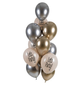 Latex ballonnenset Let’s party - White tie 33 cm 12 stuks