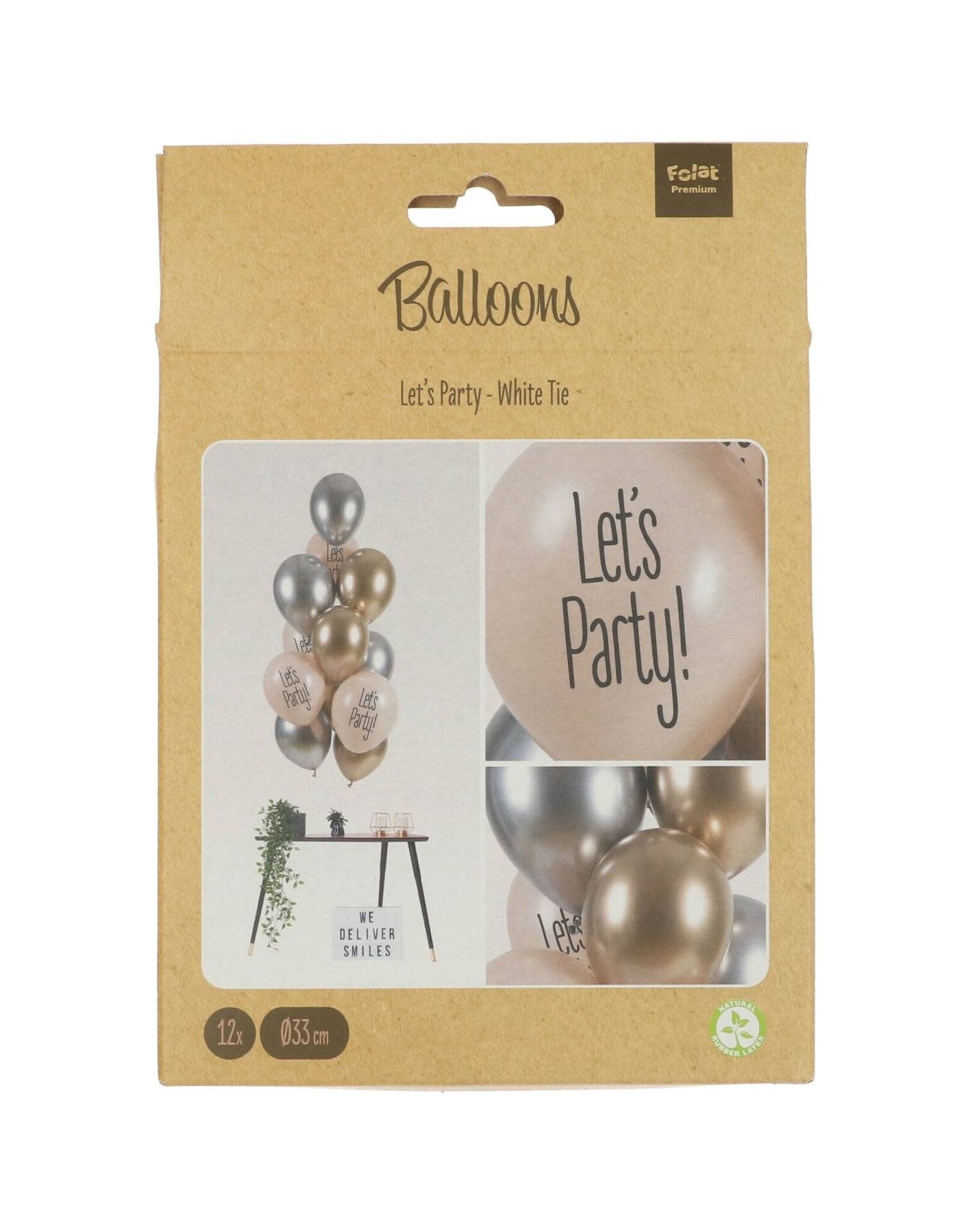 Latex ballonnenset Let’s party - White tie 33 cm 12 stuks