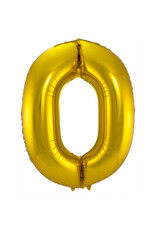 Folieballon goud cijfer 0 86 cm