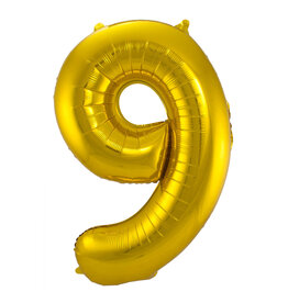 Folieballon goud cijfer 9 86 cm