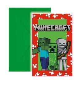 Minecraft uitnodigingen 6 stuks