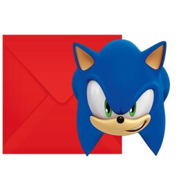 Sonic uitnodigingen + enveloppen 6 stuks