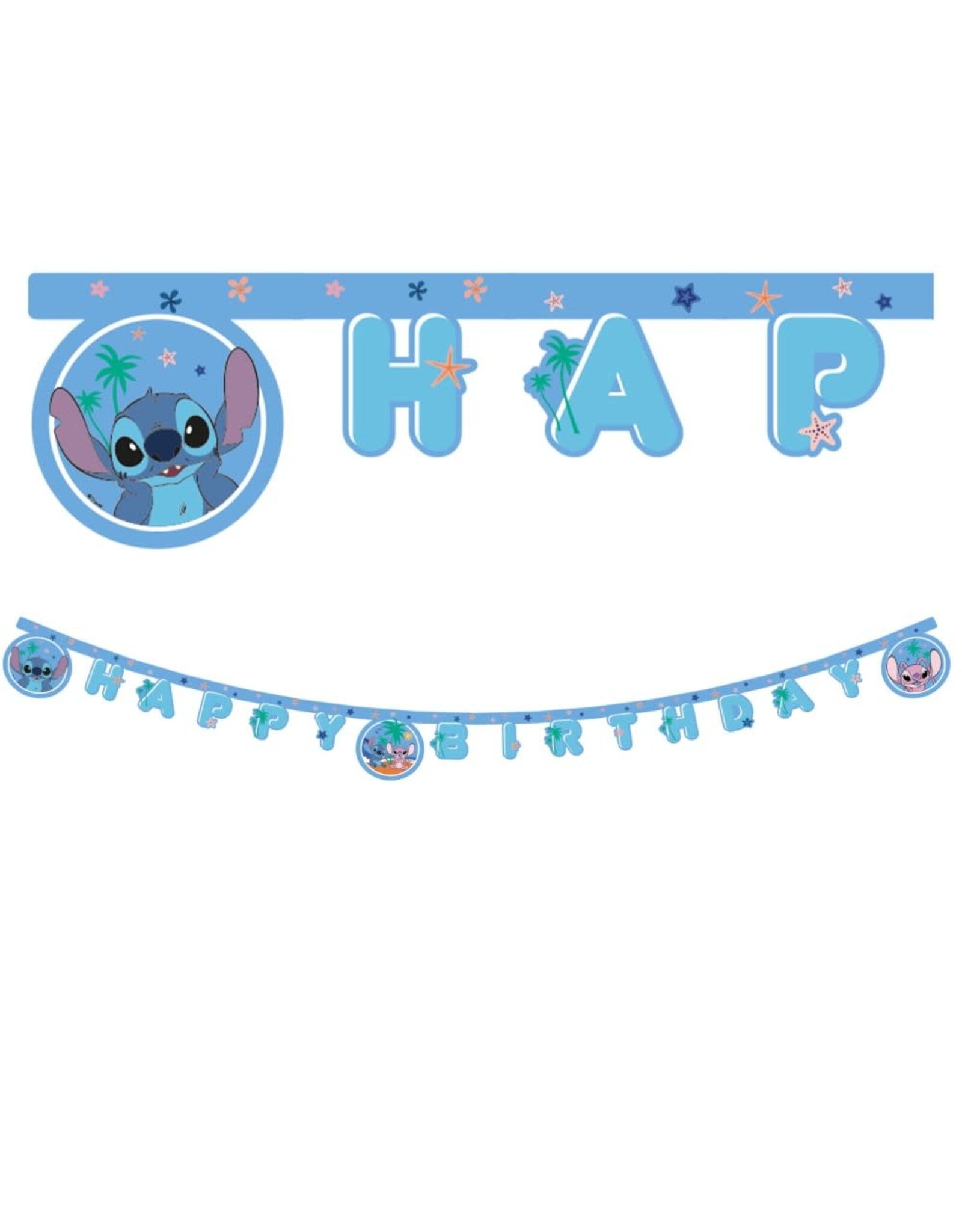 Angel & Stitch letterslinger happy birthday 2 meter