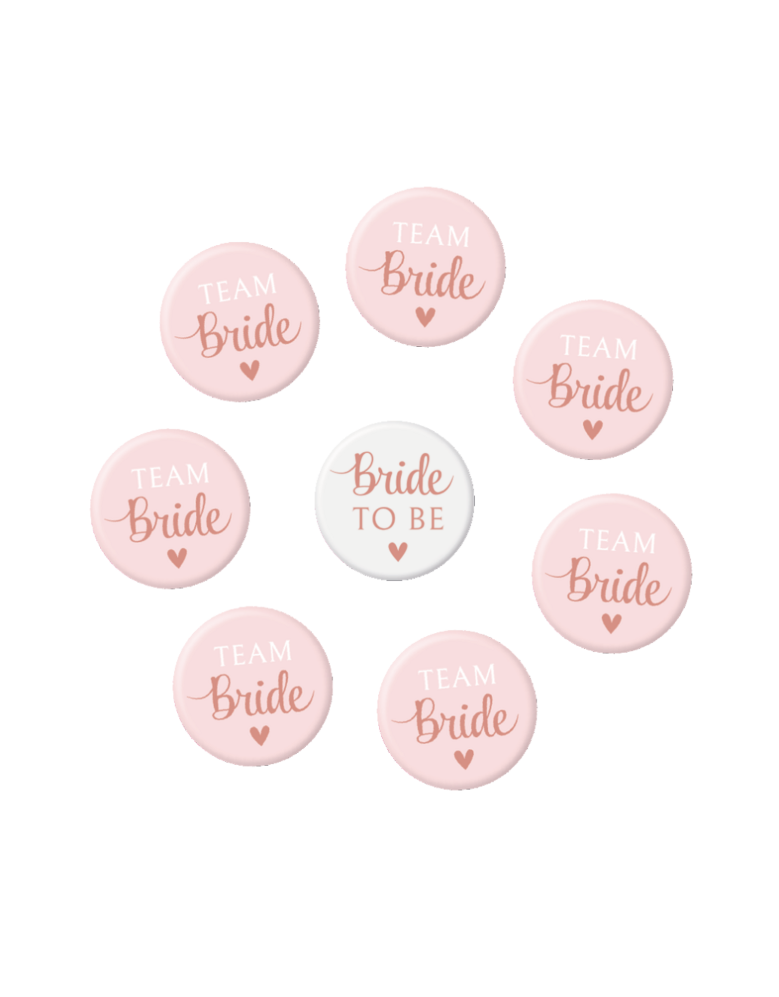 Bride to be/Team bride mini badges 8 stuks