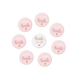 Bride to be/Team bride mini badges 8 stuks