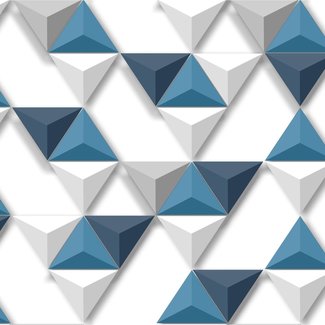 Dutch Wallcoverings Hexagone 3D driehoek wit/grijs/blauw - L575-01