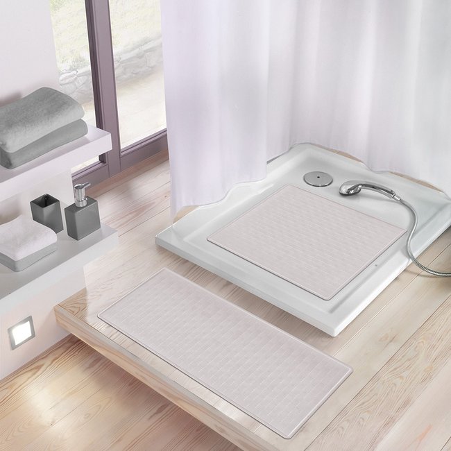 Kleine Wolke Antislip douchmat Ruby zilvergrijs 53x53cm