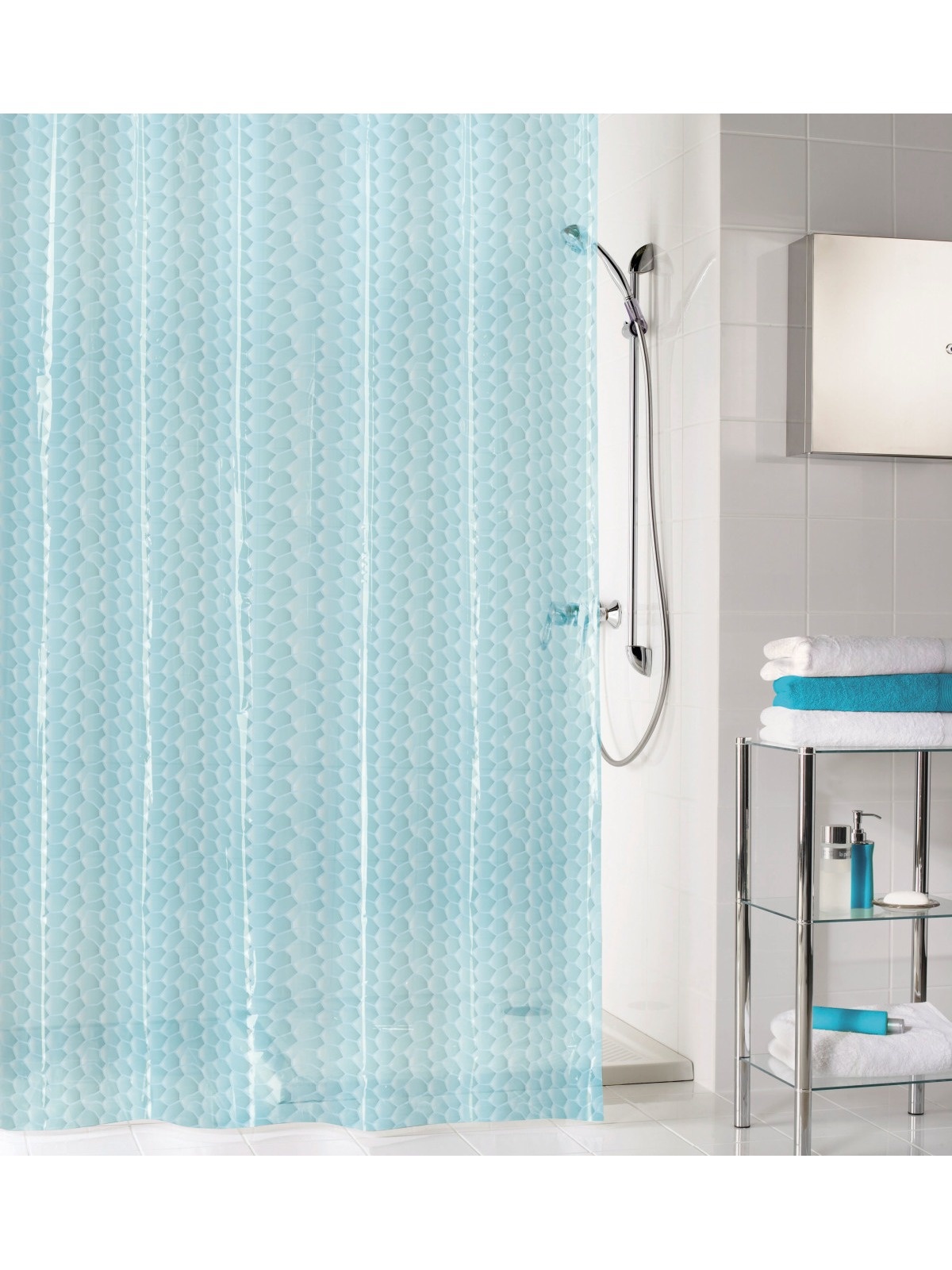 Douchegordijn Soapy blauw 180x200cm HSDW.NL! HomeStyleDeco