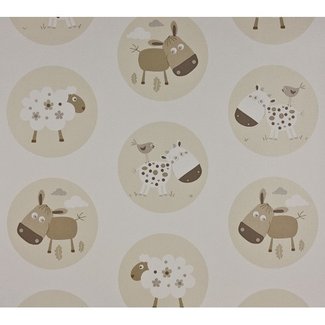 Dutch Wallcoverings Papierbehang - Papier beesten beige/wit - 1200-0