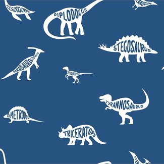 Dutch Wallcoverings Over The Rainbow- Dino Dictionary Blue - 90901