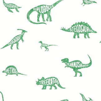 Dutch Wallcoverings Over The Rainbow- Dino Dictionary Green - 90902