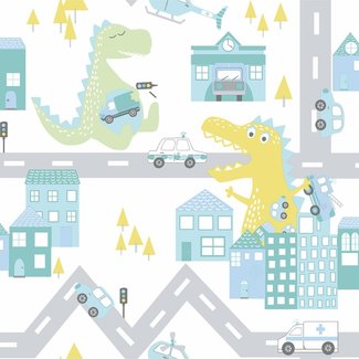 Dutch Wallcoverings Over The Rainbow- Dino Road Lime - 90912