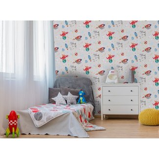 Dutch Wallcoverings Over The Rainbow- Space Animation Grey - 90920