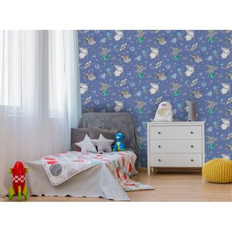 Dutch Wallcoverings Over The Rainbow- Space Animation Blue - 90921