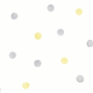 Dutch Wallcoverings Over The Rainbow- Dots Grey/Yellow - 91002