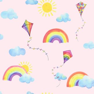 Dutch Wallcoverings Over The Rainbow- Flying Kites Pink - 91021