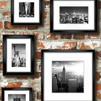 Dutch Wallcoverings Papierbehang - Freestyle baksteen/lijstjes NewYork - 102532
