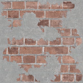 Dutch Wallcoverings Vliesbehang - Reflets baksteen/beton rood/grijs - L776-08