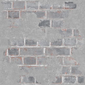 Dutch Wallcoverings Vliesbehang - Reflets baksteen/beton grijs - L776-19