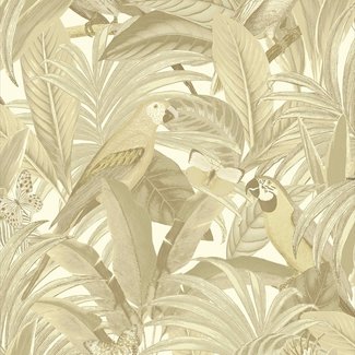 Dutch Wallcoverings Botanical palm/papegaai beige - BA2201