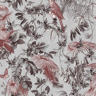 Dutch Wallcoverings Escapade palm/vogel zilver - L698-08