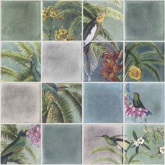 Dutch Wallcoverings Escapade tegel/vogel groen/blauw - L793-04