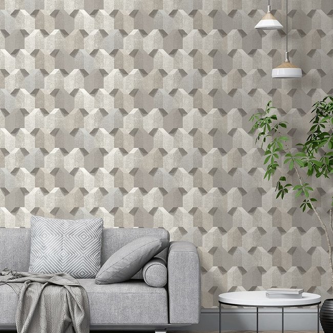 Dutch Wallcoverings Reflets 3D dessin beige - vliesbehang - 10m x 53cm - L779-07