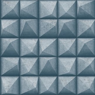 Dutch Wallcoverings Reflets 3D vierkant blauw/zilver - L786-01