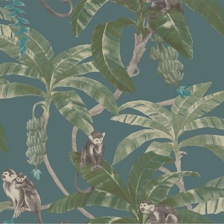 Dutch Wallcoverings Myriad Monkey Puzzle zwart/groen - MY2403