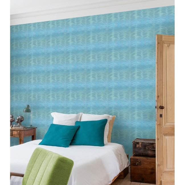 Dutch Wallcoverings Botanical bladeren petrol - vliesbehang - 10m x 53cm - BA2107