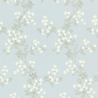 Dutch Wallcoverings Behang lijmdruk bloem blauw - 68761