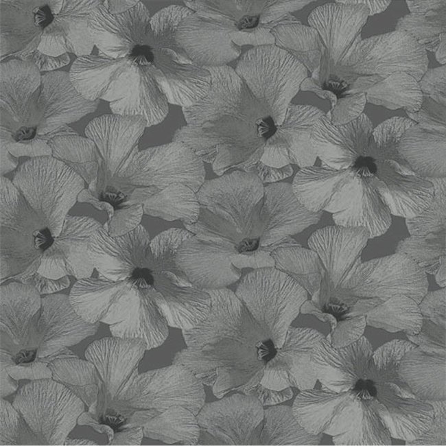 Dutch Wallcoverings Annuell Hibiscus grijs - vliesbehang - 53cm x 10m - 11003
