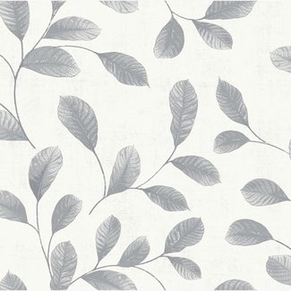 Dutch Wallcoverings Vliesbehang - Design Leaves white-grey - 12021