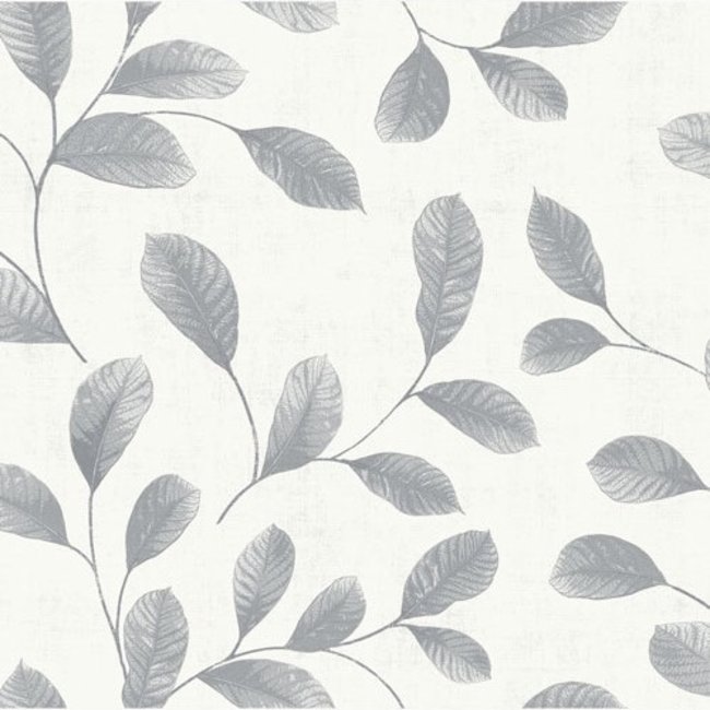 Dutch Wallcoverings Design Leaves white-grey - vliesbehang - 53cm x 10m - 12021