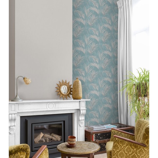 Dutch Wallcoverings Myriad Palm Springs blauw/grijs - vliesbehang - 10m x 53cm - MY2002