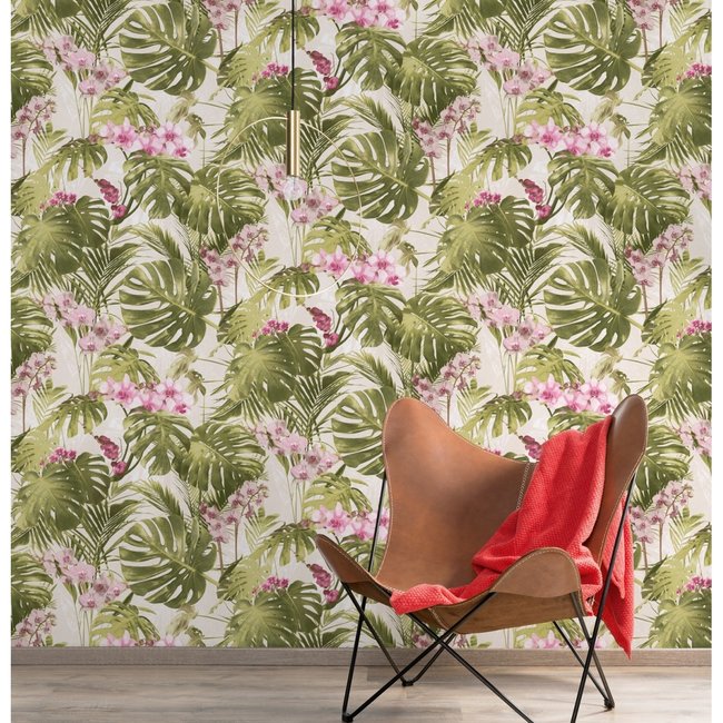 Dutch Wallcoverings Myriad Paradiso groen/roze - vliesbehang - 10m x 53cm - MY2102
