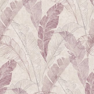 Dutch Wallcoverings Vliesbehang - Myriad Tropical Leaf oudroze - MY2201