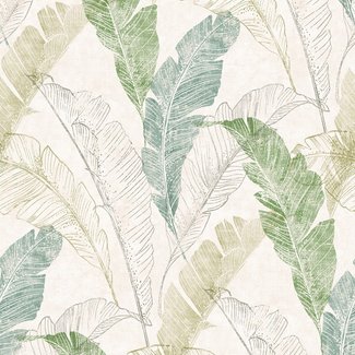 Dutch Wallcoverings Myriad Tropical Leaf grijs/groen - MY2204