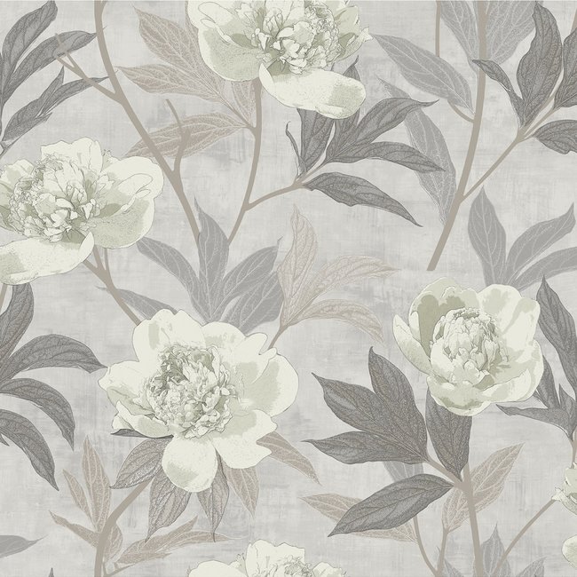 Dutch Wallcoverings Solitär peony light grey - vliesbehang - 10m x 53cm - 41002