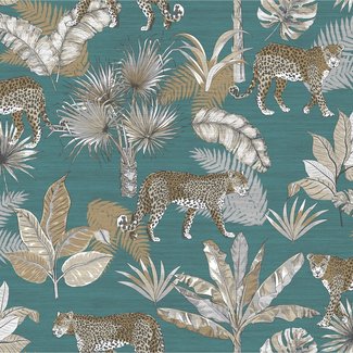 Dutch Wallcoverings Jungle Fever Leopard blauw/beige - JF2104